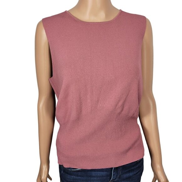 Ann Taylor Women's Ribbed Mauve Color Stretch Sleeveless Sweater in a Size XL - Picture 1 of 11